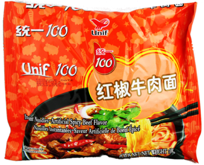 UNI Noodles (Bag) - Spicy Beef 统一袋裝红椒牛肉面 108g